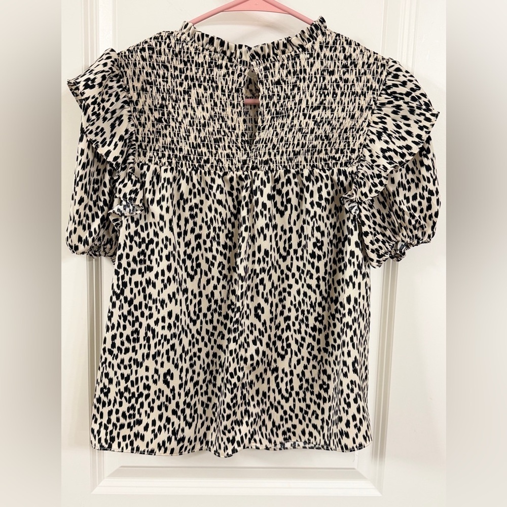 Endless Rose Black and Cream Smocked Top - Picture 4 of 6